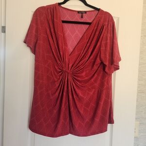 Daisy Fuentes Red Twist Front Blouse Size XL Euc
